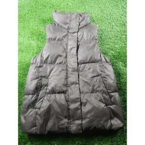 Gap Vest Mens M Gray Quilted Down Puffer Full Zip Stand Collar Insulated Pockets